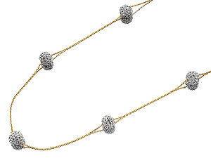 Unbranded 9ct-Gold-Five-Crystal-Glitterball-Chain-188298
