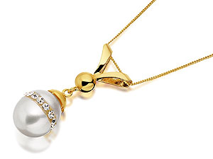 Unbranded 9ct-Gold-Freshwater-Pearl-And-Cubic-Zirconia-Pendant-And-Chain-187733