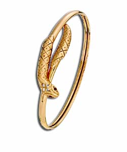 9ct Gold Garnet and Cubic Zirconia Set Snake Bangle