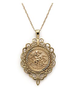 9ct Gold George and Dragon Medallion Coin Pendant