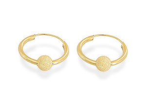 Unbranded 9ct-Gold-Glitter-Ball-Hoop-Earrings-072219