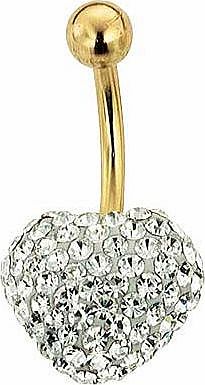 Unbranded 9ct Gold Glitter Heart Belly Bar