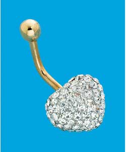 9ct Gold Glitter Heart Body Bar