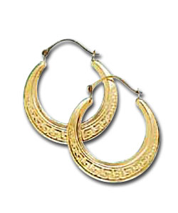 9ct Gold Greek Key Style Creoles