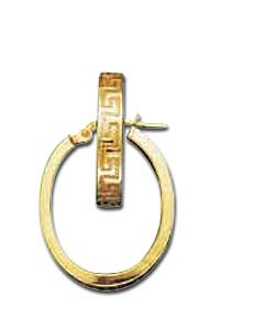 9ct Gold Greek Key Style Oval Creoles