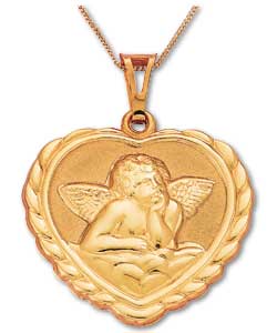 9ct Gold Guardian Angel Heart Pendant
