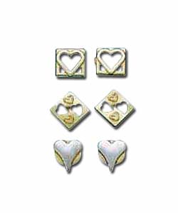 9ct Gold Heaps of Hearts Studs