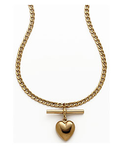 9ct Gold Heart Curb T-Bar Chain