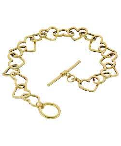 9ct Gold Heart Link T Bar Bracelet