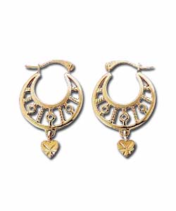 9ct Gold Indian Style Drop Creoles
