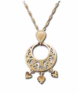 9ct Gold Indian Style Filigree Pendant