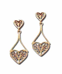 9ct Gold Indian Style Heart Drops