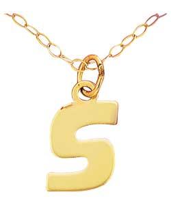9ct Gold Initial Pendant - Letter S