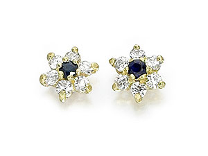 Unbranded 9ct-Gold-Kanchanaburi-Sapphire-And-Cubic-Zirconia-Earrings-072771