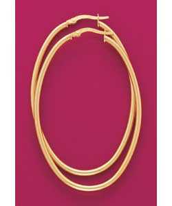 9ct Gold Large Polished Oval Hoop Creoles
