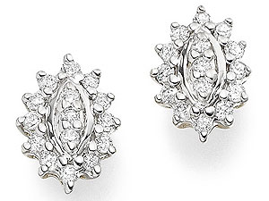 Unbranded 9ct-Gold-Marquise-Diamond-Cluster-Earrings--0.25ct-per-pair-045402