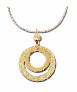 9ct Gold Moondust 2 Circles Drop Pendant