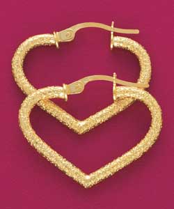 9ct Gold Moondust Heart Tube Creoles