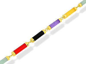 Unbranded 9ct-Gold-MulitColoured-Jade-Bracelet-078348