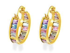 Unbranded 9ct-Gold-Multi-Colour-Cubic-Zirconia-Hoop-Earrings-073117