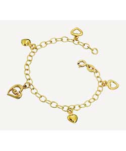 9ct Gold Mum; Hearts Charm Bracelet