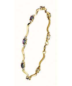 9ct Gold Mystic Topaz; and Diamond Bracelet