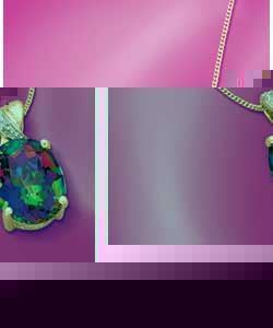 9ct Gold Mystic Topaz; and Diamond Oval Cluster Pendant