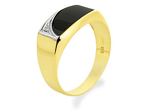 Unbranded 9ct-Gold-Onyx-and-Diamond-Signet-Ring-183705