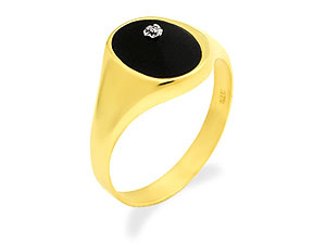 Unbranded 9ct-Gold-Onyx-and-DiamondSet-Signet-Ring-183706