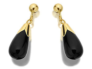 Unbranded 9ct-Gold-Onyx-Drop-Earrings-071473