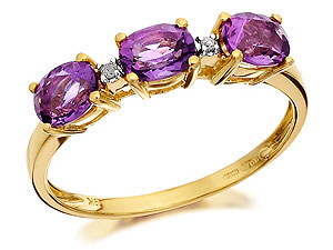 Unbranded 9ct-Gold-Oval-Amethysts-and-Diamond-Ring-181415