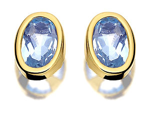 Unbranded 9ct-Gold-Oval-Blue-Topaz-Earrings--6mm-070450