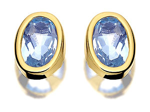 Unbranded 9ct-Gold-Oval-Blue-Topaz-Earrings--6mm-070450