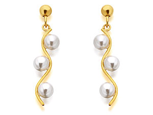 Unbranded 9ct-Gold-Pearl-Wavy-Drop-Earrings--28mm-071434