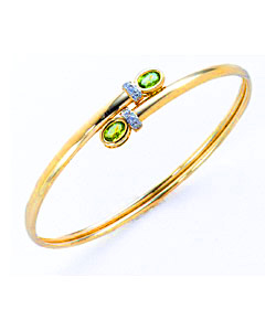 9ct Gold Peridot Torque Bangle