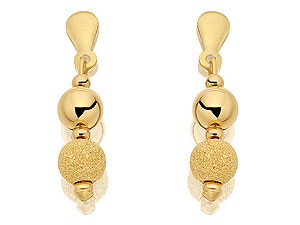 Unbranded 9ct-Gold-Plain-And-Stardust-Double-Ball-Drop-Earrings--23mm-071661