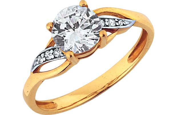 Unbranded 9ct Gold Plated Silver CZ Crossover Shoulder Ring