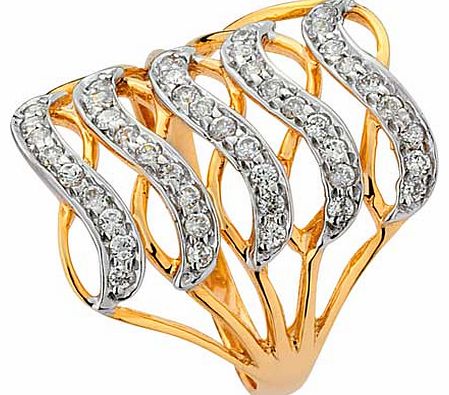 Unbranded 9ct Gold Plated Silver Multi Crossover Ring -