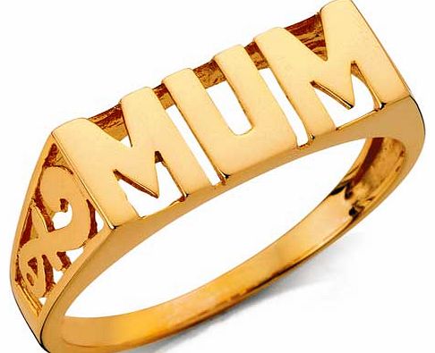Unbranded 9ct Gold Plated Silver Mum Ring - Size L