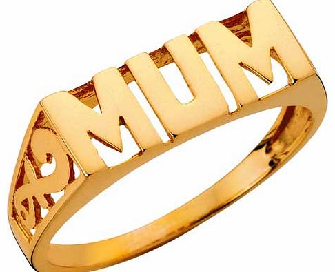 Unbranded 9ct Gold Plated Silver Mum Ring - Size O