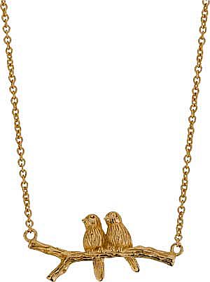 This 9ct Gold Plated Sterling Silver Bird on Branch Necklace is cute and quirky. It can be worn during the day right through to the evening and goes with almost any outfit. You could even reflect the lovebirds shown and give it to that special someon