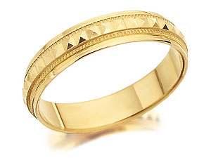 Unbranded 9ct-Gold-Pyramid-Design-Beaded-Edge-Brides-Wedding-Ring--4mm-184551