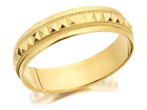 Unbranded 9ct-Gold-Pyramid-Design-Beaded-Edge-Grooms-Wedding-Ring--6mm-184501