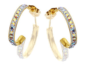 Unbranded 9ct-Gold-Rainbow-Colour-Crystal-Half-Hoop-Earrings--16mm-072644