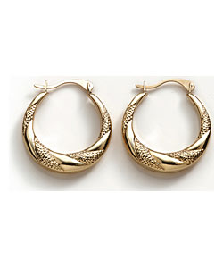 9ct Gold Round Swirl Creoles