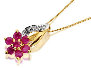 Unbranded 9ct-Gold-Ruby-And-Diamond-Pendant-And-Chain-046207