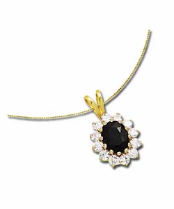 9ct Gold Sapphire and Cubic Zirconia Cluster Pendant
