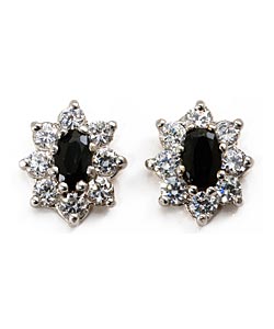 9ct Gold Sapphire and Cubic Zirconia Cluster Studs