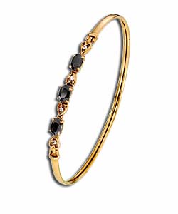 9ct Gold Sapphire and Cubic Zirconia Set Flip Top Bangle