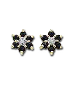 9ct Gold Sapphire and Diamond Cluster Studs